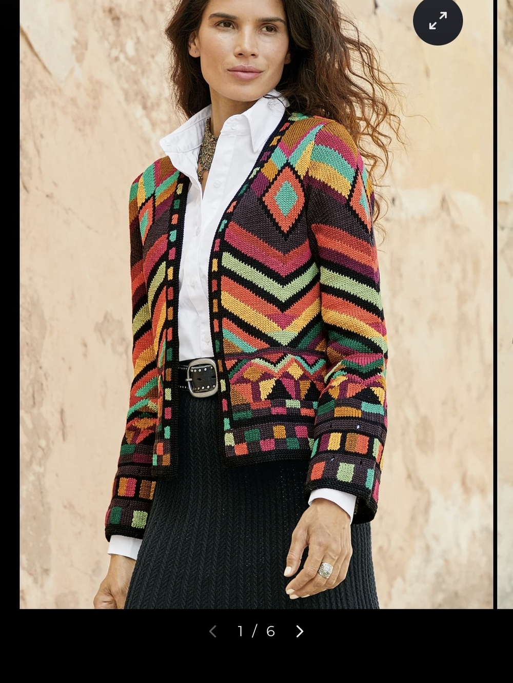 Peruvian Connection Azara Cardigan Vibrant Multicolor Geometric Knit Cardigan
